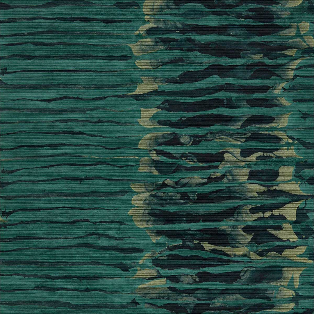 Ripple Stripe Emerald & Kingfisher Wallpaper by Anthology - 112579 | Modern 2 Interiors