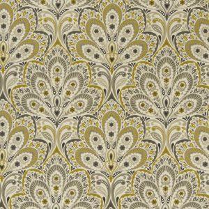 Persia Charcoal/Ochre Fabric by Clarke & Clarke - F1332/01 | Modern 2 Interiors