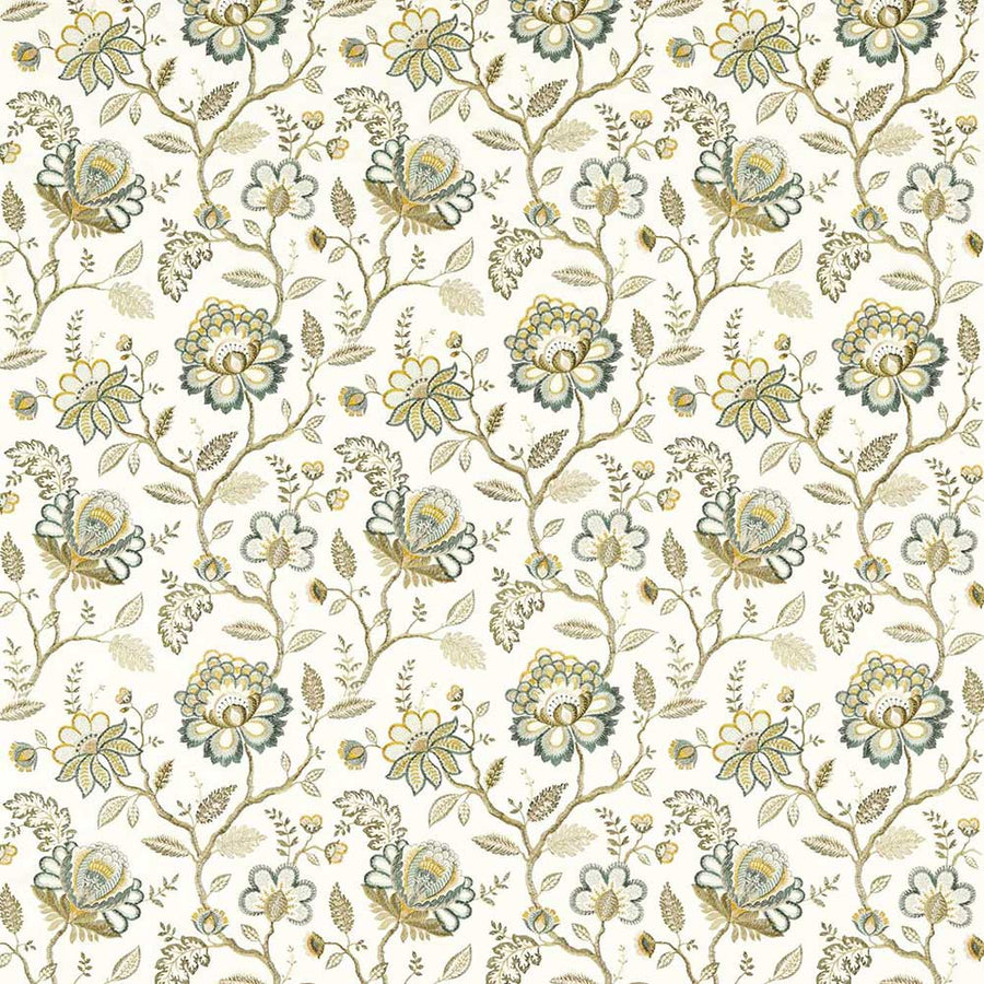 Adeline Teal Fabric by Clarke & Clarke - F1543/04 | Modern 2 Interiors