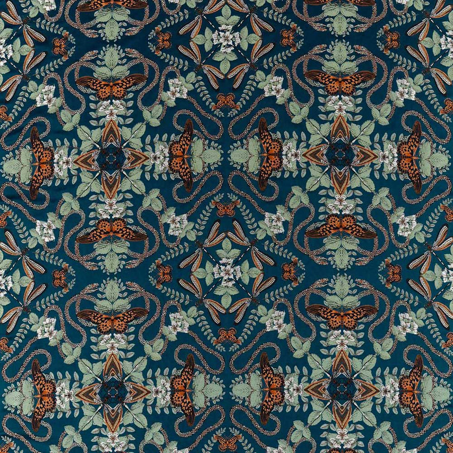 Emerald Forest Jacquard Midnight Fabric by Clarke & Clarke - F1581/02 | Modern 2 Interiors