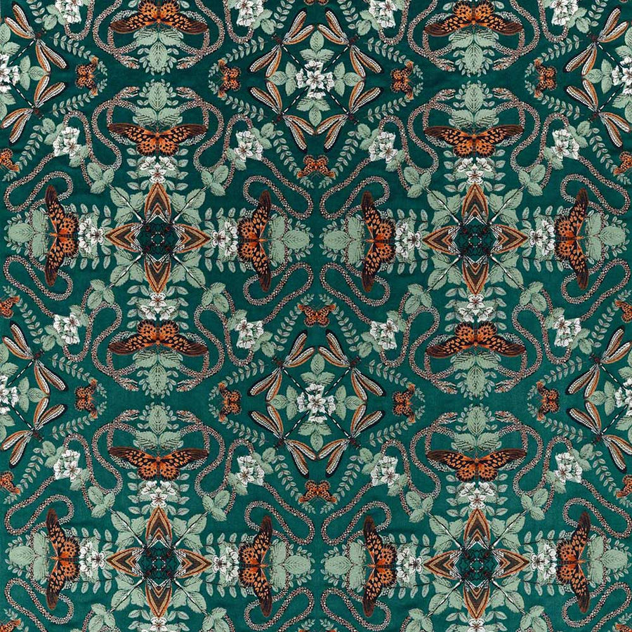 Emerald Forest Jacquard Teal Fabric by Clarke & Clarke - F1581/04 | Modern 2 Interiors