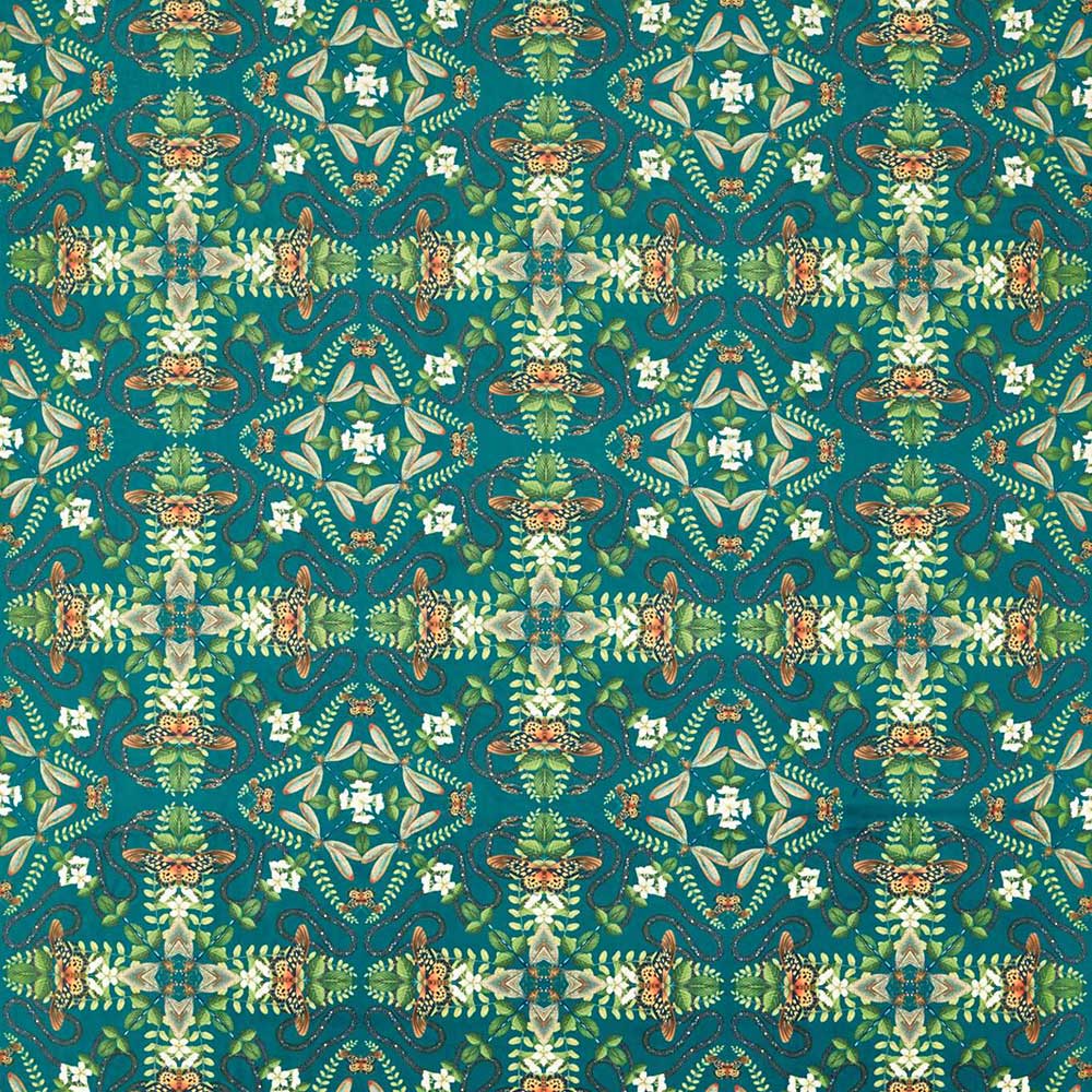 Emerald Forest Velvet Teal Fabric by Clarke & Clarke - F1585/02 | Modern 2 Interiors