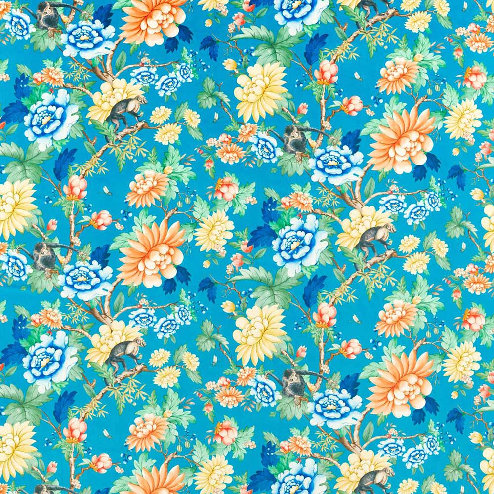 Sapphire Garden Velvet Sapphire Fabric by Clarke & Clarke - F1589/01 | Modern 2 Interiors