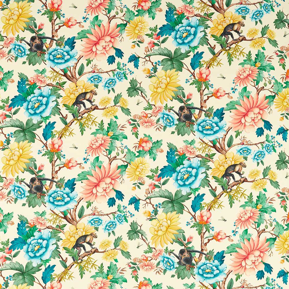 Sapphire Garden Ivory Fabric by Clarke & Clarke - F1603/01 | Modern 2 Interiors