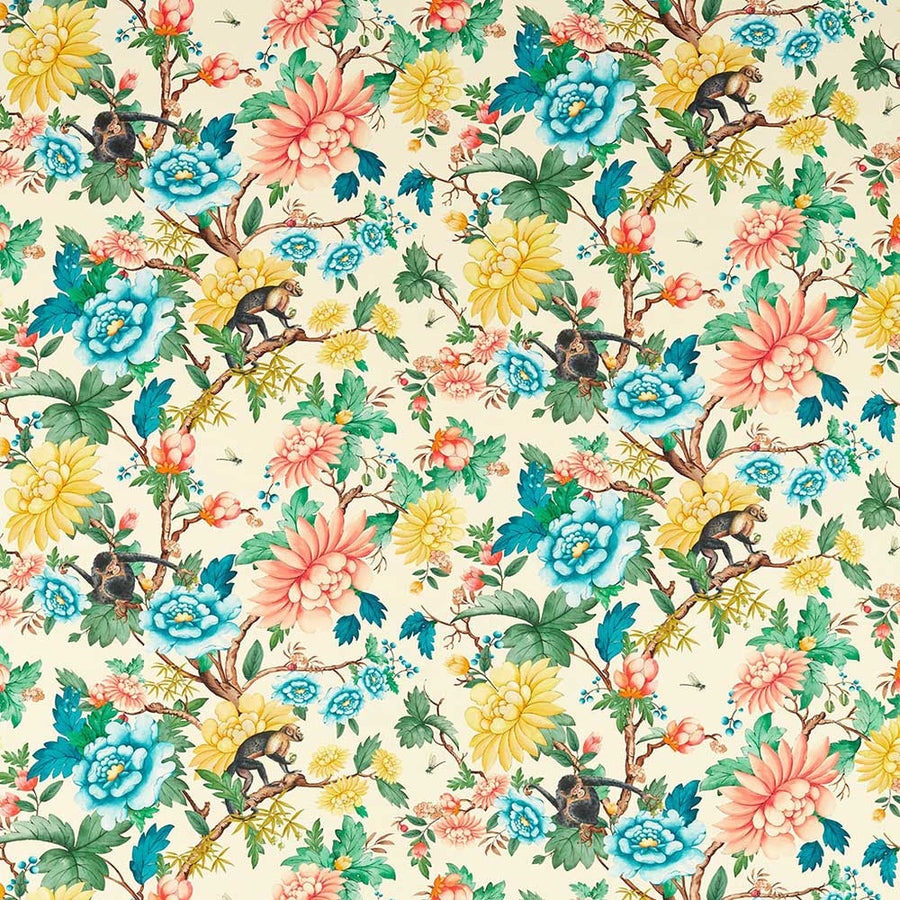 Sapphire Garden Ivory Fabric by Clarke & Clarke - F1603/01 | Modern 2 Interiors