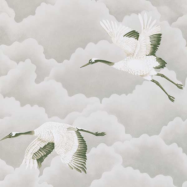 Harlequin Cranes In Flight Wallpaper - Platinum - 111230 | Modern 2 Interiors