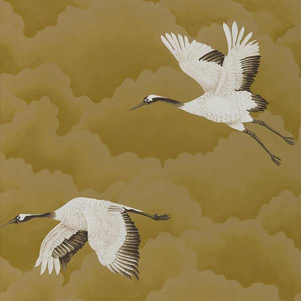 Harlequin Cranes In Flight Wallpaper - Antique Gold - 111235 | Modern 2 Interiors