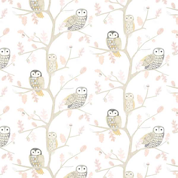 Harlequin Little Owls Wallpaper - Powder - 112628 | Modern 2 Interiors