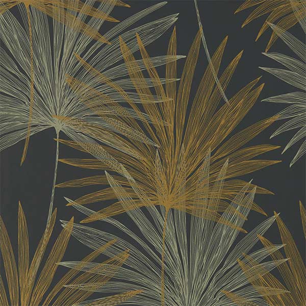 Harlequin Mitende Wallpaper - Jet & Gold - 112227 | Modern 2 Interiors