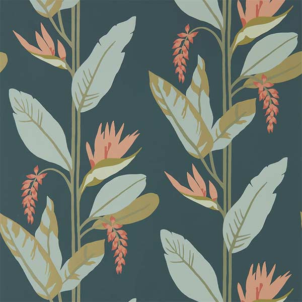 Harlequin Llenya Wallpaper - Ink, Coral & Seaglass - 112236 | Modern 2 Interiors