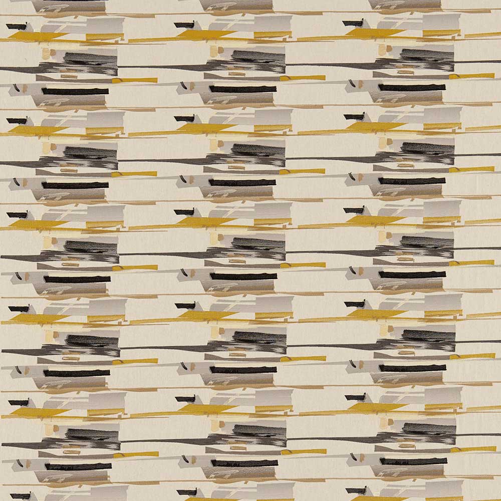 Zeal Charcoal, Neutral, Mustard & Onyx Fabric by Harlequin - 130698 | Modern 2 Interiors