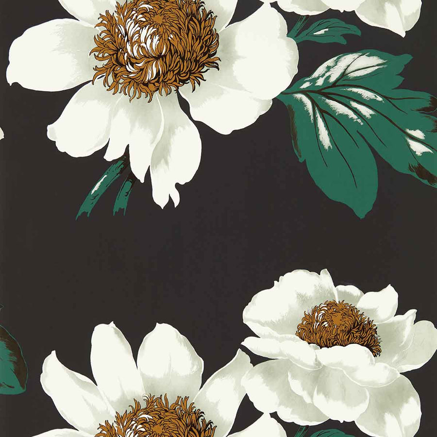 Paeonia Black Earth & Fig Leaf Wallpaper by Harlequin - 112841 | Modern 2 Interiors