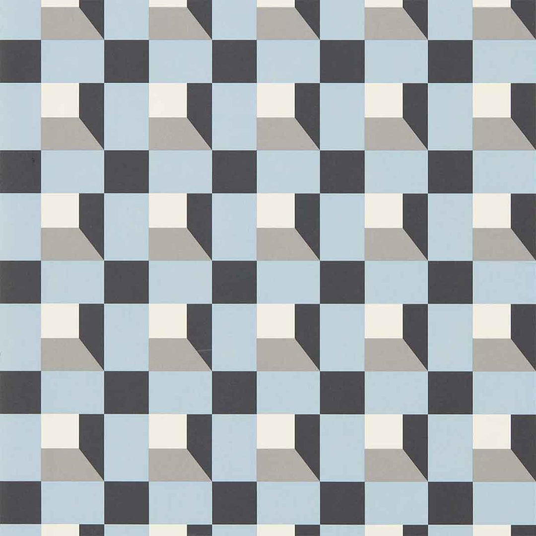 Harlequin Blocks Wallpaper | Cornflower, Black Earth & Sketched | 112944