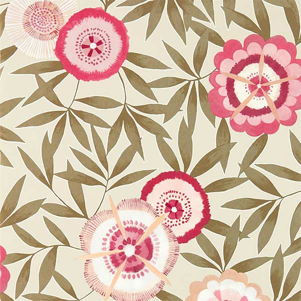 Harlequin Komovi Wallpaper - Azalea & Gold - 112161 | Modern 2 Interiors