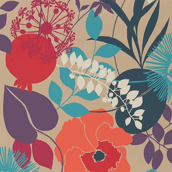 Harlequin Doyenne Wallpaper - Tangerine , Fuchsia & Turquoise - 111491 | Modern 2 Interiors