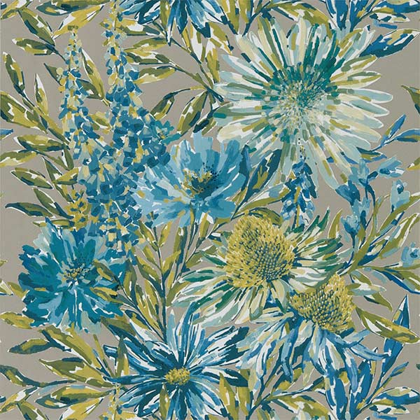 Harlequin Floreale Wallpaper - Cornflower & Gilver - 111496 | Modern 2 Interiors