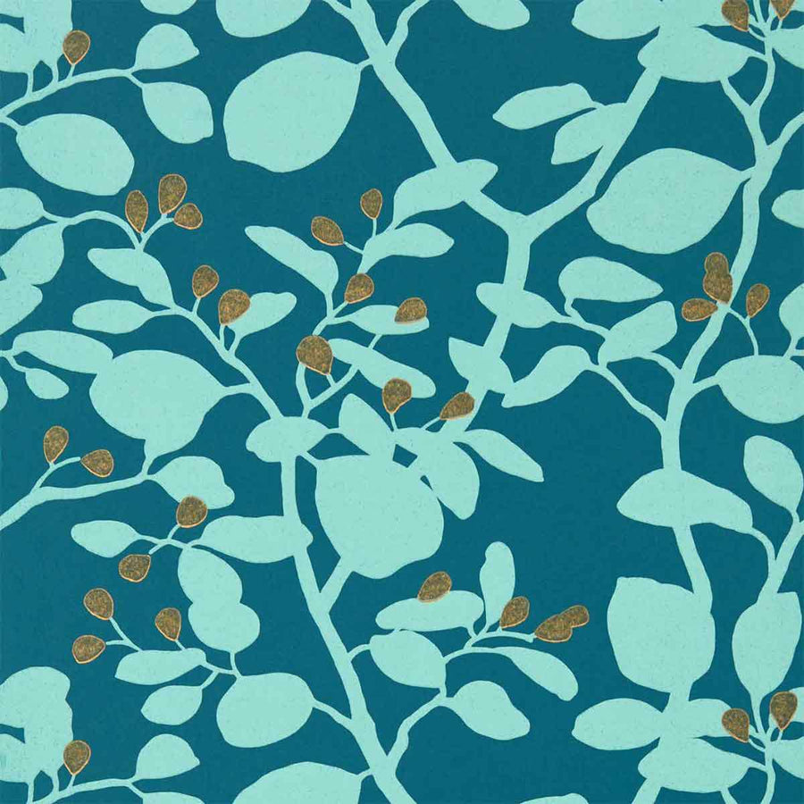 Ardisia Amazonia & Teal & Gold Wallpaper by Harlequin - 112764 | Modern 2 Interiors