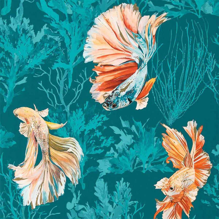 Halfmoon Azurite & Coral Wallpaper by Harlequin - 112767 | Modern 2 Interiors