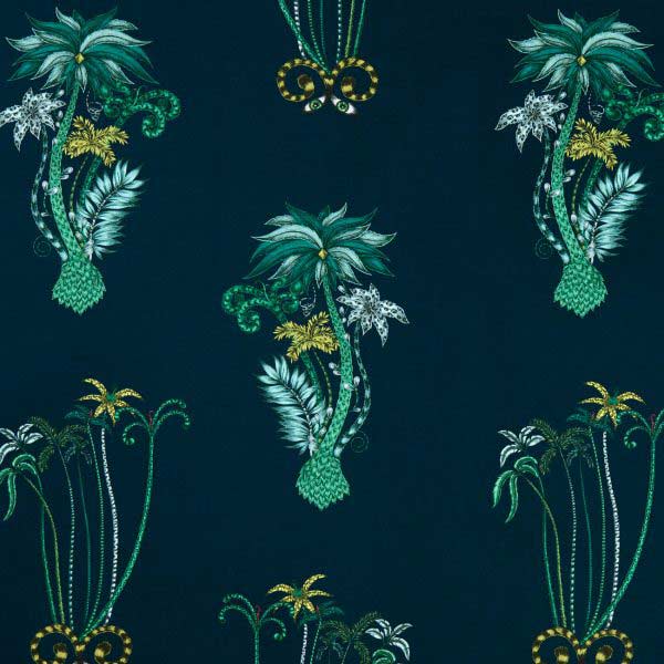 Jungle Palms Navy Fabric by Emma J Shipley For Clarke & Clarke - F1110/03 | Modern 2 Interiors