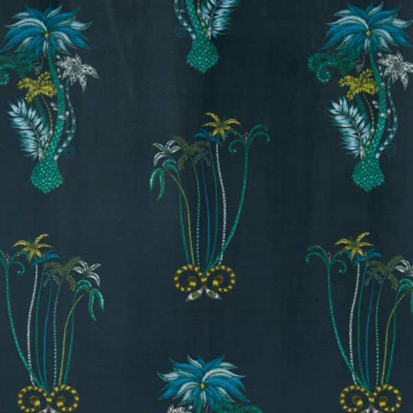 Jungle Palms Navy Velvet Fabric by Emma J Shipley For Clarke & Clarke - F1209/01 | Modern 2 Interiors