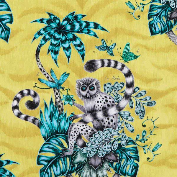 Lemur Lime Fabric by Emma J Shipley For Clarke & Clarke - F1112/02 | Modern 2 Interiors