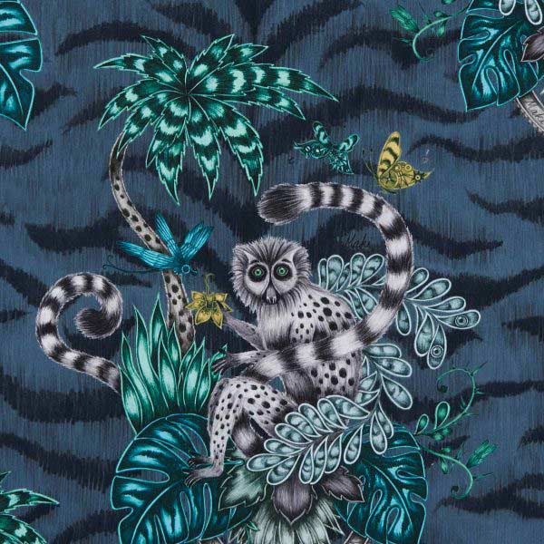 Lemur Navy Fabric by Emma J Shipley For Clarke & Clarke - F1112/03 | Modern 2 Interiors