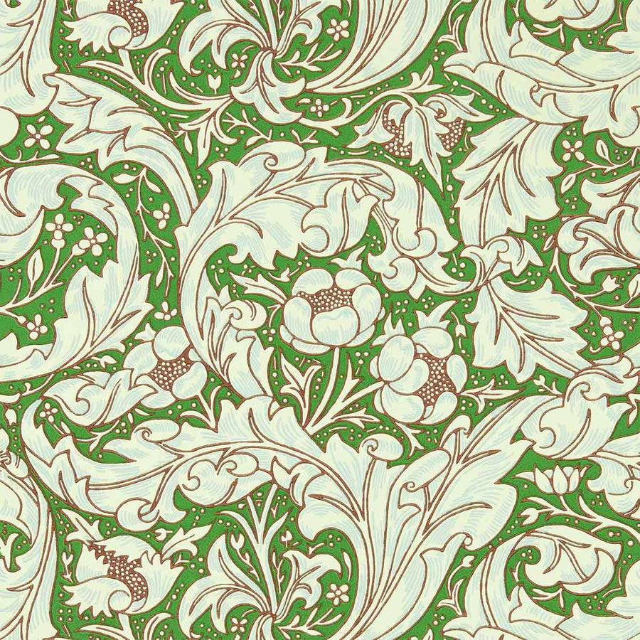 Bachelors Button Leaf Green & Sky Wallpaper by Morris & Co - 217096 | Modern 2 Interiors