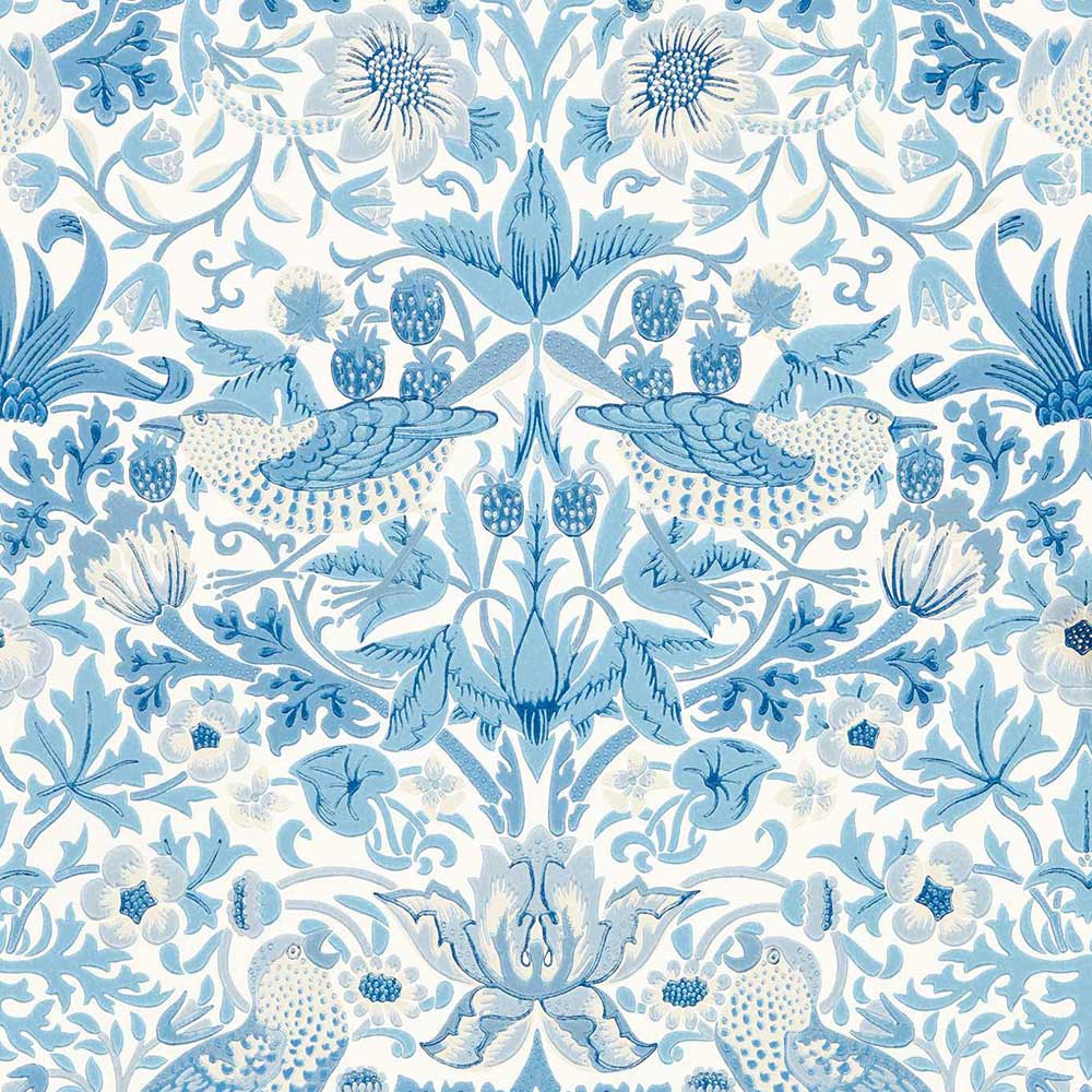 Simply Strawberry Thief Woad Wall Paper by Morris & Co - 217058 | Modern 2 Interiors