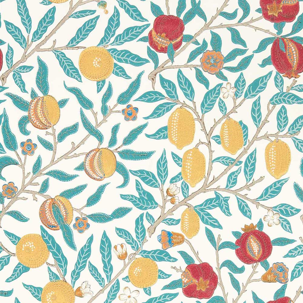 Fruit Green Indigo & Madder Wall Paper by Morris & Co - 217085 | Modern 2 Interiors