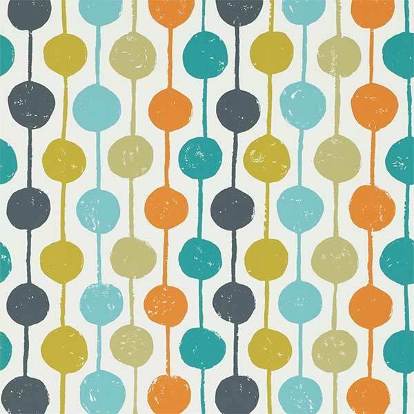 Taimi Sulphur & Tangerine & Kingfisher Wallpaper by SCION - 111122 | Modern 2 Interiors