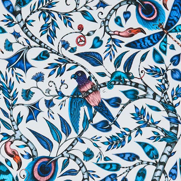 Rousseau Blue Fabric by Emma J Shipley For Clarke & Clarke - F1113/01 | Modern 2 Interiors