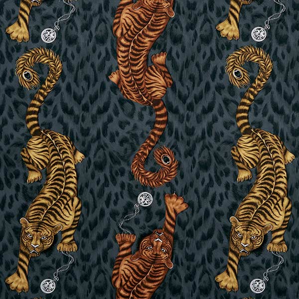 Tigris Flame Fabric by Emma J Shipley For Clarke & Clarke - F1114/01 | Modern 2 Interiors
