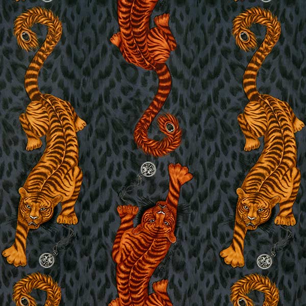 Tigris Flame Velvet Fabric by Emma J Shipley For Clarke & Clarke - F1213/01 | Modern 2 Interiors