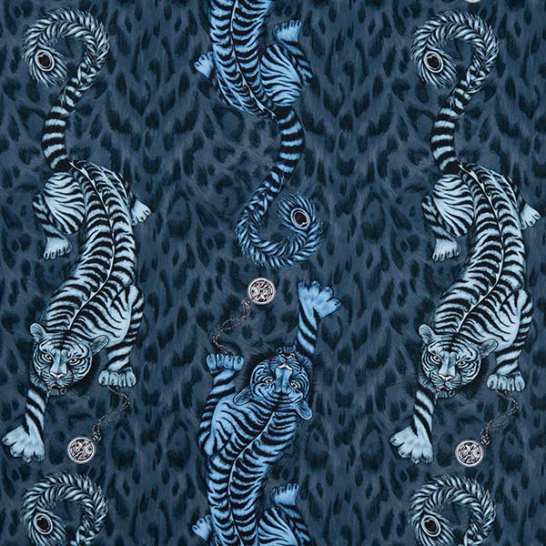 Tigris Navy Fabric by Emma J Shipley For Clarke & Clarke - F1114/02 | Modern 2 Interiors