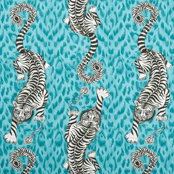 Tigris Teal Fabric by Emma J Shipley For Clarke & Clarke - F1114/04 | Modern 2 Interiors