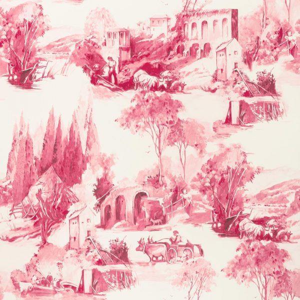 Anastacia Raspberry Wallpaper By Clarke & Clarke - W0080/07 | Modern 2 Interiors