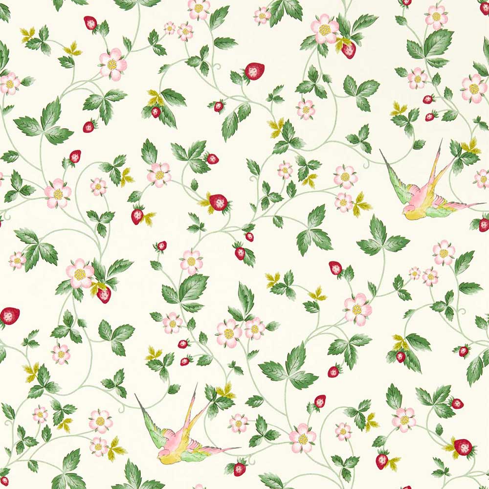 Wild Strawberry Ivory Wallpaper by Clarke & Clarke - W0135/03 | Modern 2 Interiors