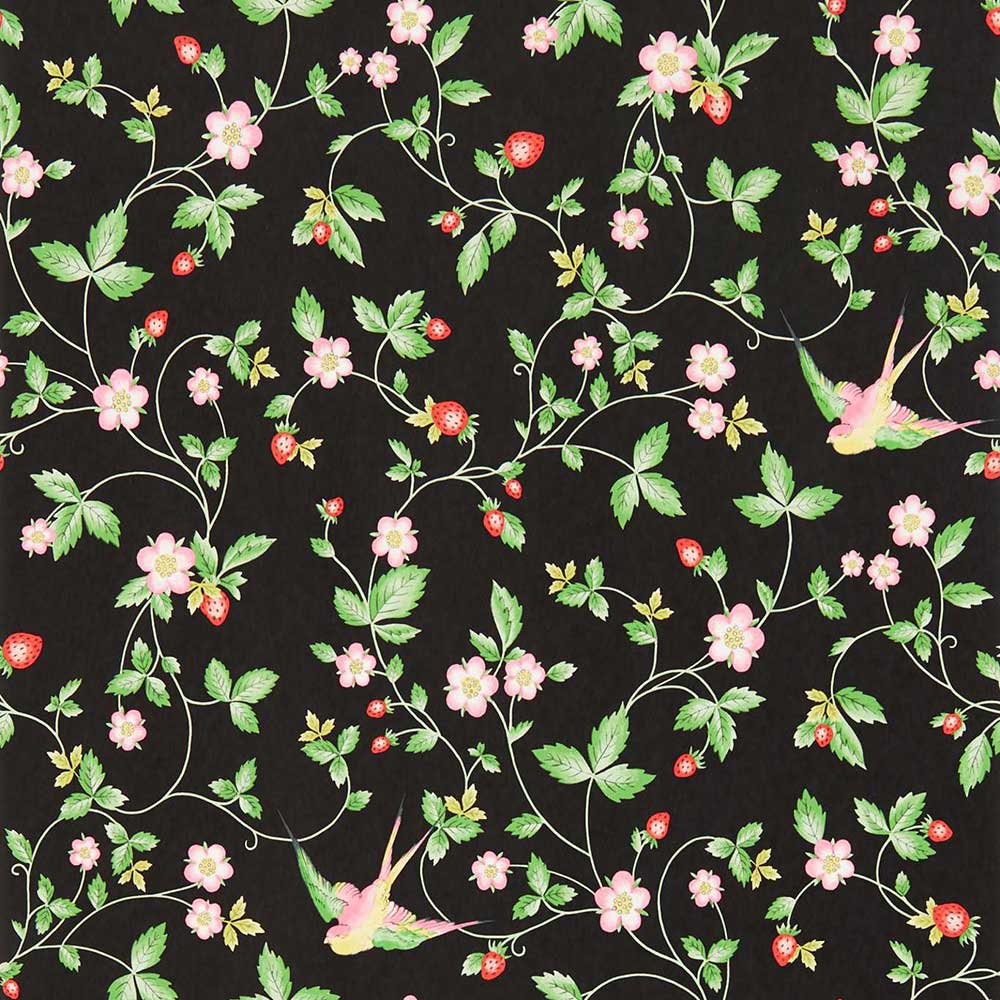 Wild Strawberry Noir Wallpaper by Clarke & Clarke - W0135/04 | Modern 2 Interiors