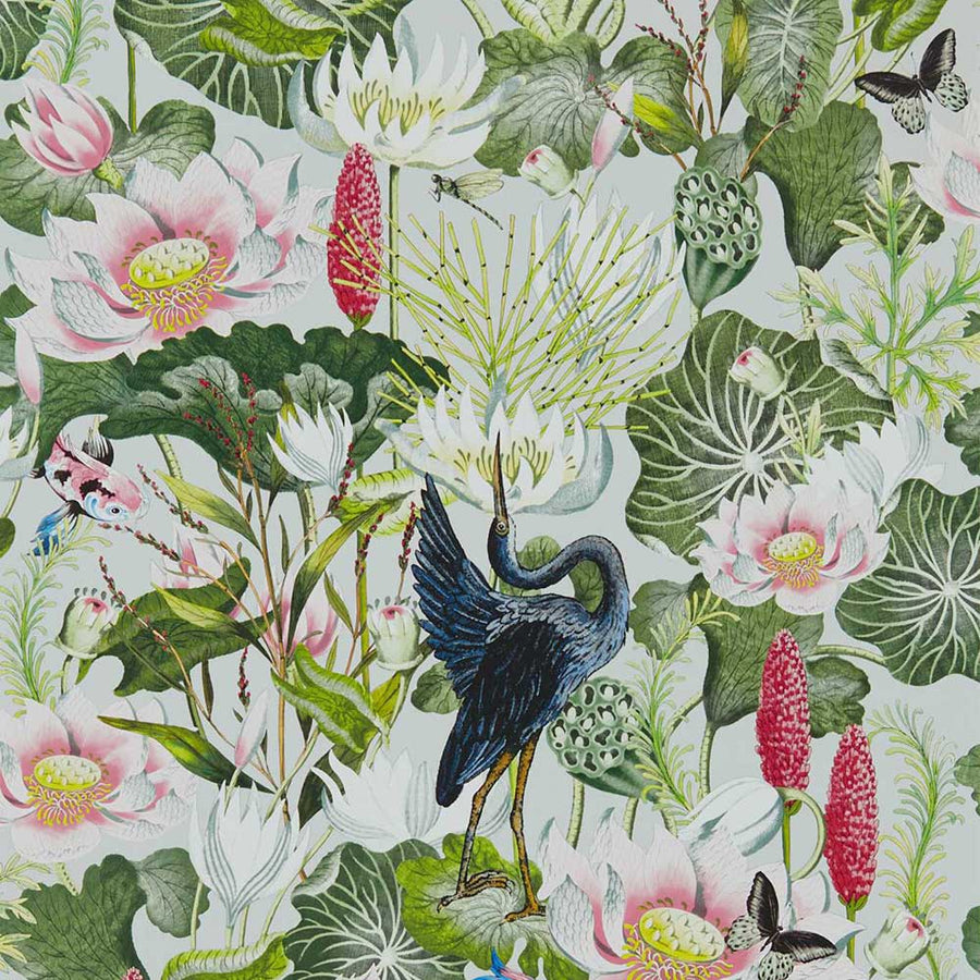 Waterlily Dove Wallpaper by Clarke & Clarke - W0137/02 | Modern 2 Interiors