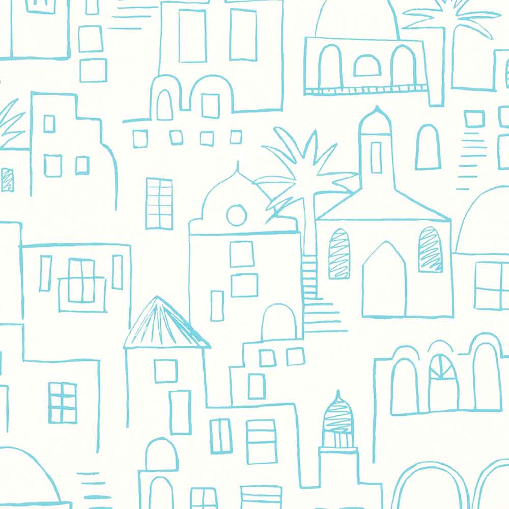 Teeny Santorini Aqua Wallpaper by Villa Nova - W569/01 | Modern 2 Interiors