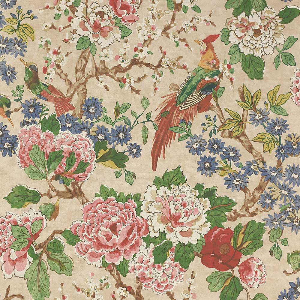 Colefax & Fowler Jardine Wallpaper | Red & Green | W7003-03