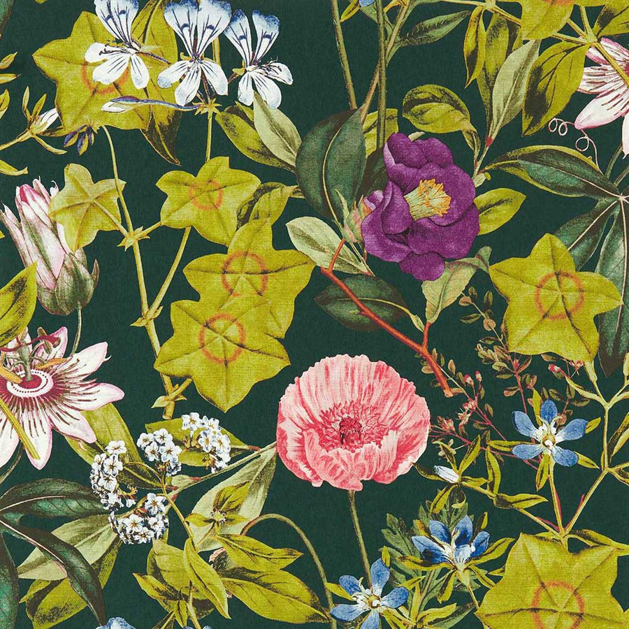 Clarke & Clarke Passiflora Wallpaper | Emerald | W0143/02