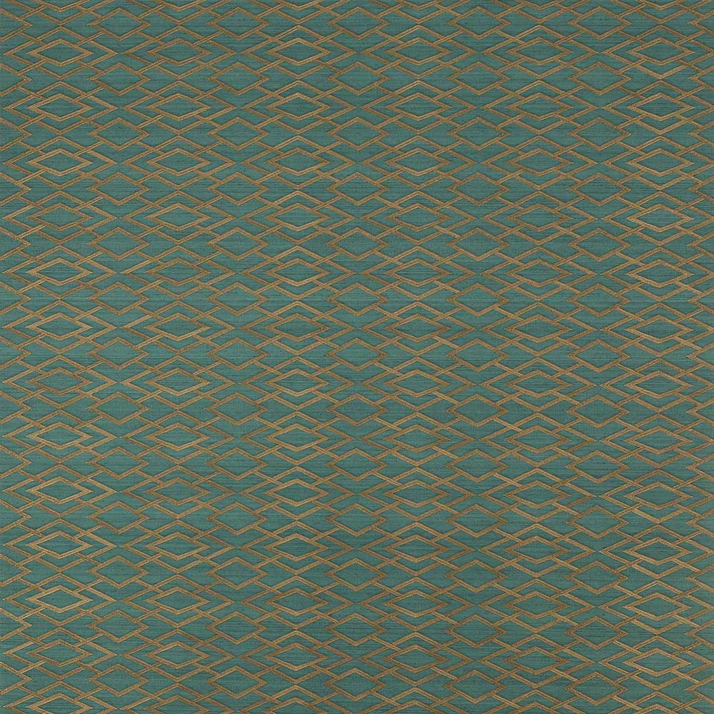 Jane Churchill Geometric Silk Wallpaper | Teal | J8001-06