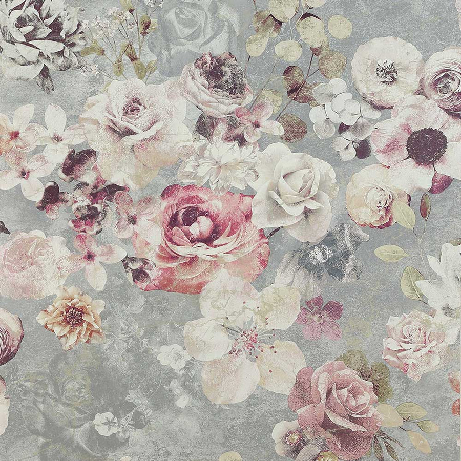 Jane Churchill Marble Rose Wallpaper | Silver | J8004-02