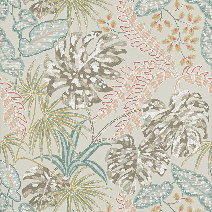 Jane Churchill Rousseau Wallpaper | Taupe & Pink | J184W-03