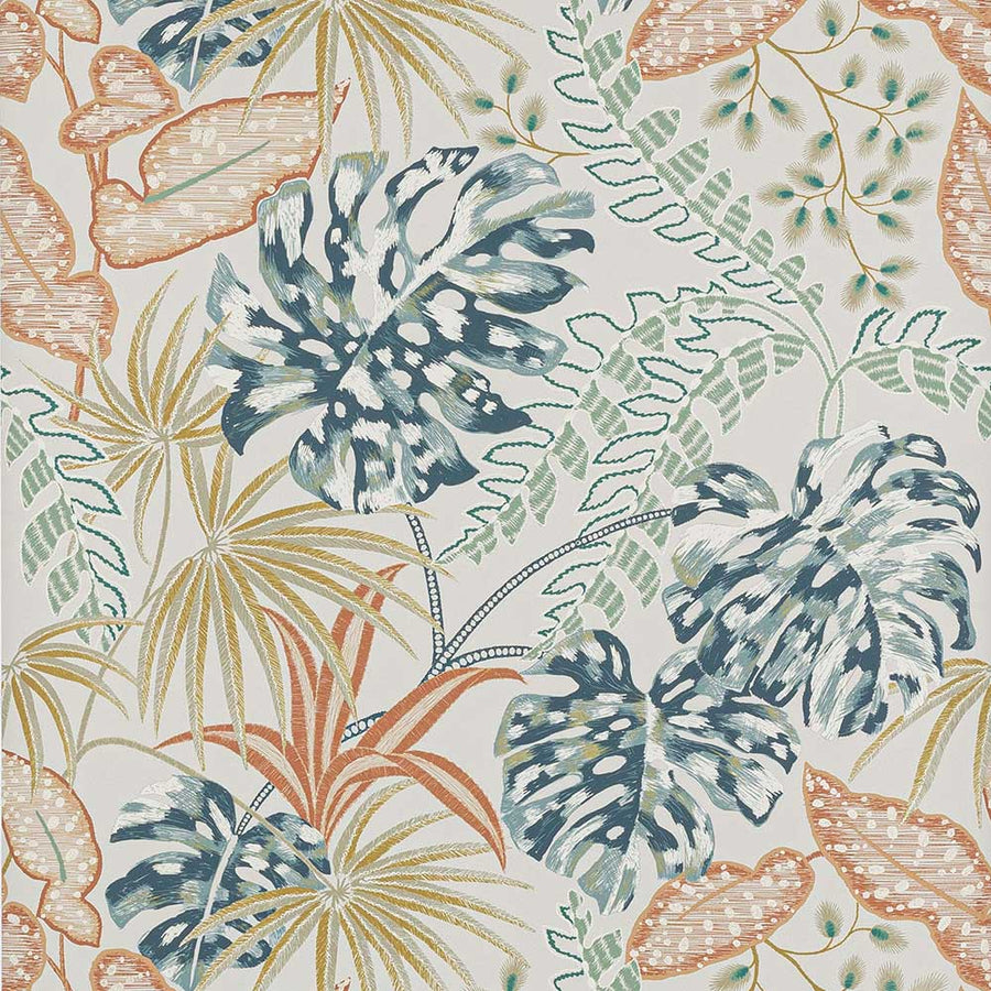Jane Churchill Rousseau Wallpaper | Indigo & Copper | J184W2-04