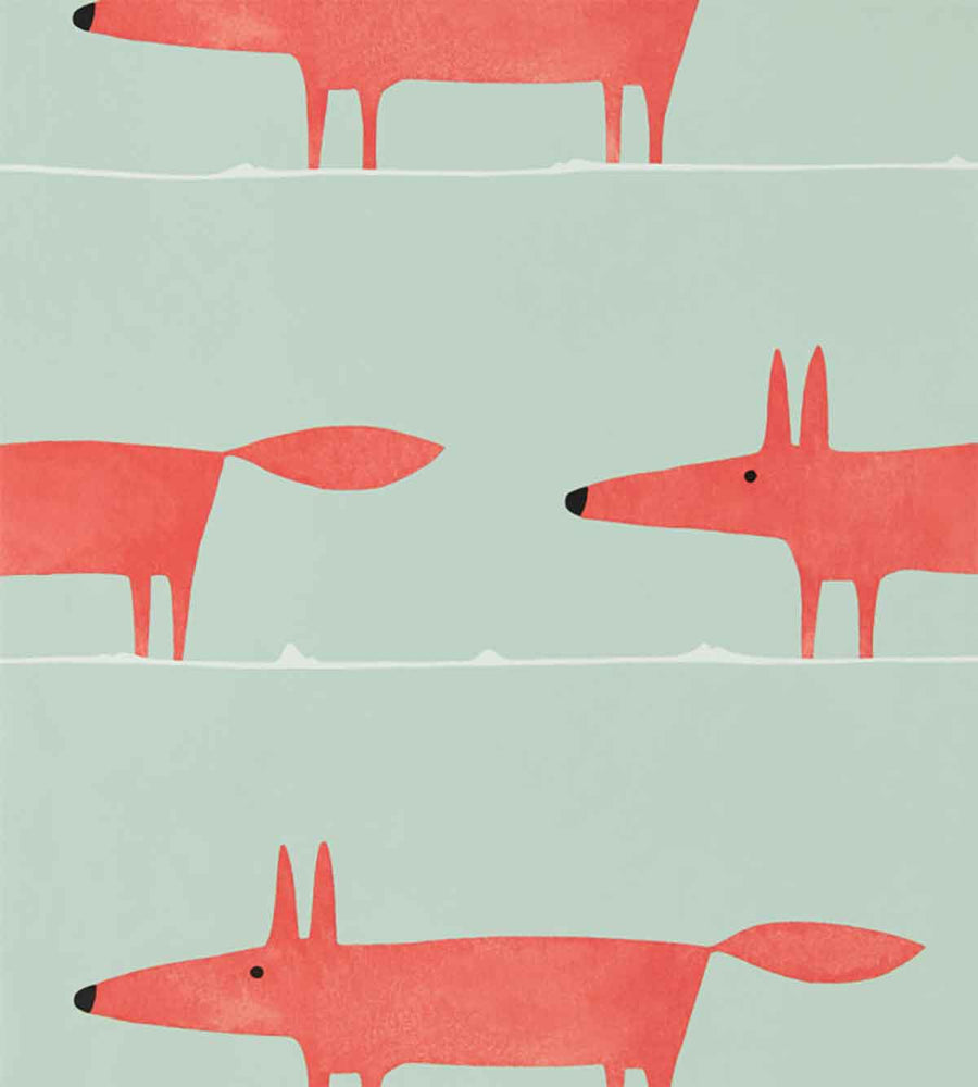 Mr Fox Sage & Poppy Wallpaper by SCION - NART112792 | Modern 2 Interiors
