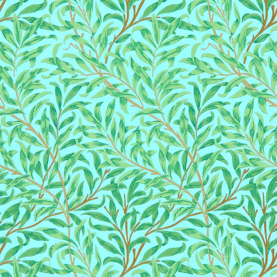 Morris And Co Willow Bough Wallpaper - Sky & Leaf Green - 216948 | Modern 2 Interiors